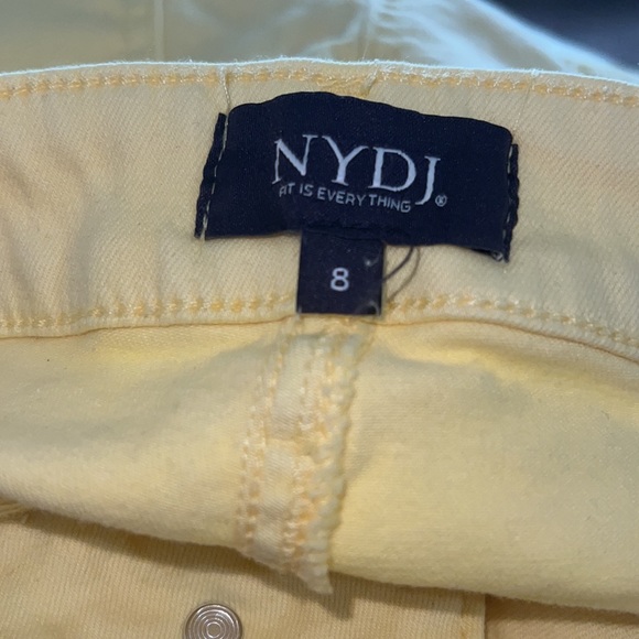 NYDJ Womens Wide Leg Denim Capri Size 8 Yellow Raw Hem Lift Tuck Technology New - Picture 9 of 10
